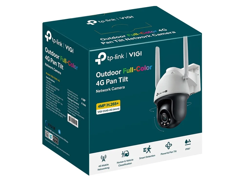 TP-Link VIGI C540-4G VIGI 4MP (4mm) Outdoor Full-Color 4G Pan Tilt Network Camera